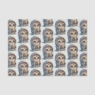 Papel De Seda Coruja-Cuta com Padrão de Café