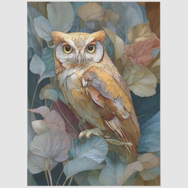 Papel De Seda Coruja de Disco com Folgas Art Nouveau (Frente )