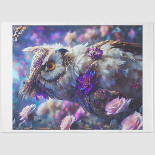 Papel De Seda Coruja Floral 2 (Frente )