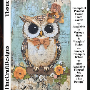 Papel De Seda Coruja Shabby Chic, Gravata Borboleta, Decoupage F