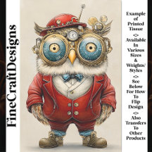 Coruja Steampunk Caprichosa Fofa, Decoupagem Verme