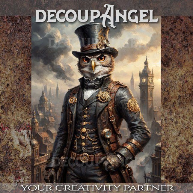 Papel De Seda Coruja Steampunk - Decoupage- (Criador carregado)