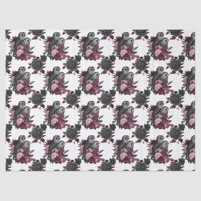 Papel De Seda Corujas e Flores na Decoupage Branca (Frente )