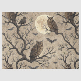 Papel De Seda Corujas e Lua do Halloween Vintage
