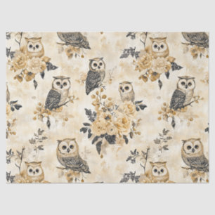 Papel De Seda Corujas Vintage & Padrão Botânico Floral (10)