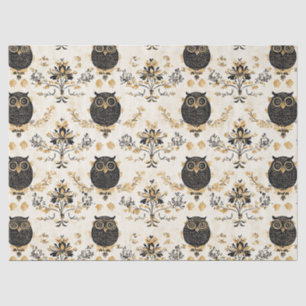 Papel De Seda Corujas Vintage & Padrão Botânico Floral (5)