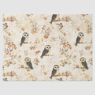 Papel De Seda Corujas Vintage & Padrão Botânico Floral (6)