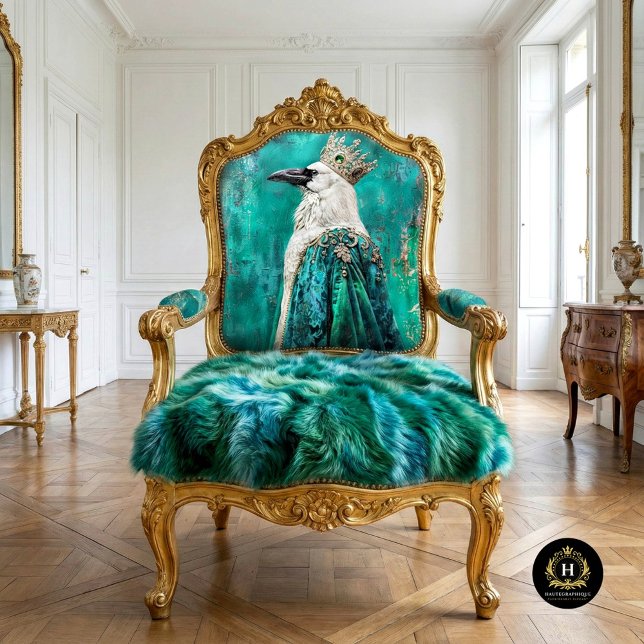 Papel De Seda Corvo Branco em Decoupage de Manto Real Turquesa (Criador carregado)