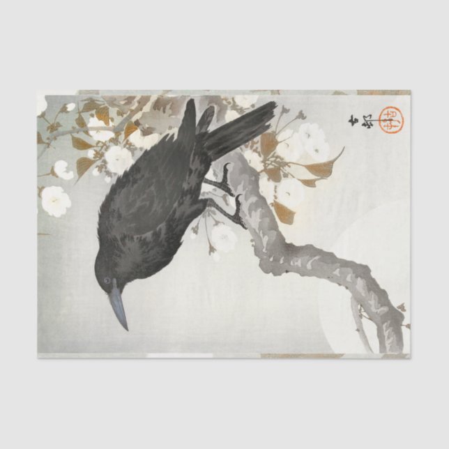 Papel De Seda Corvo Koson Japonês Pássaro Corvo (Frente )