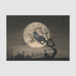 Papel De Seda Corvo Sombrio de Halloween na Árvore