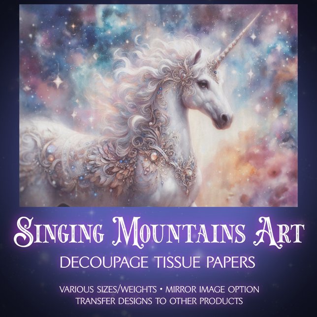 Papel De Seda Cosmic Unicorn Dreamscape Decoupage  (Criador carregado)