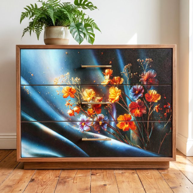 Papel De Seda Cosmo Flor de Cetim Teal Celestial Temperamental (Criador carregado)