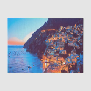 Papel De Seda costa ldp POSITANO Amalfi - pôr do sol tirado pel