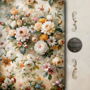 Papel De Seda Cottage Romântico Decoupage Floral