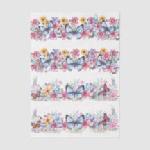 Cottagecore Floral & Butterfly Elements Decoupage