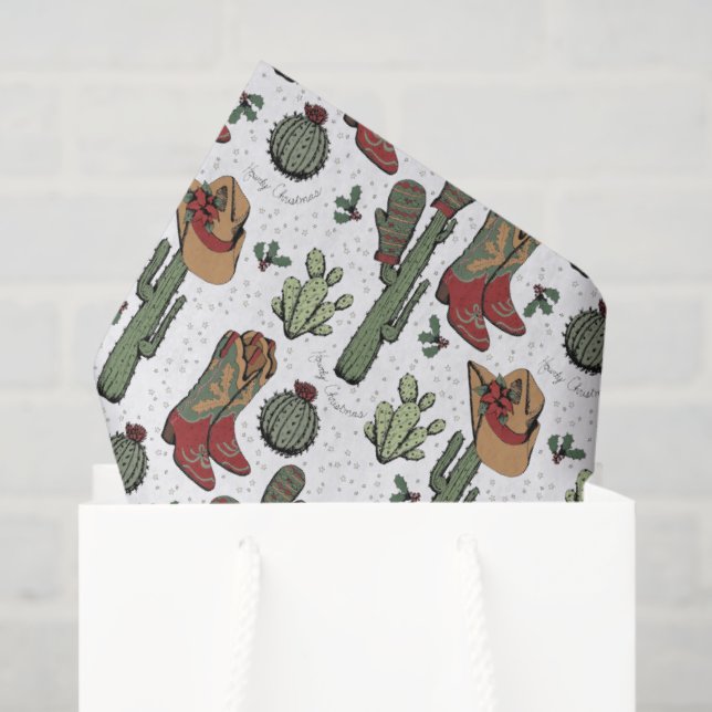 Papel De Seda Country Cowboy Howdy Natal (Sacola de presentes)