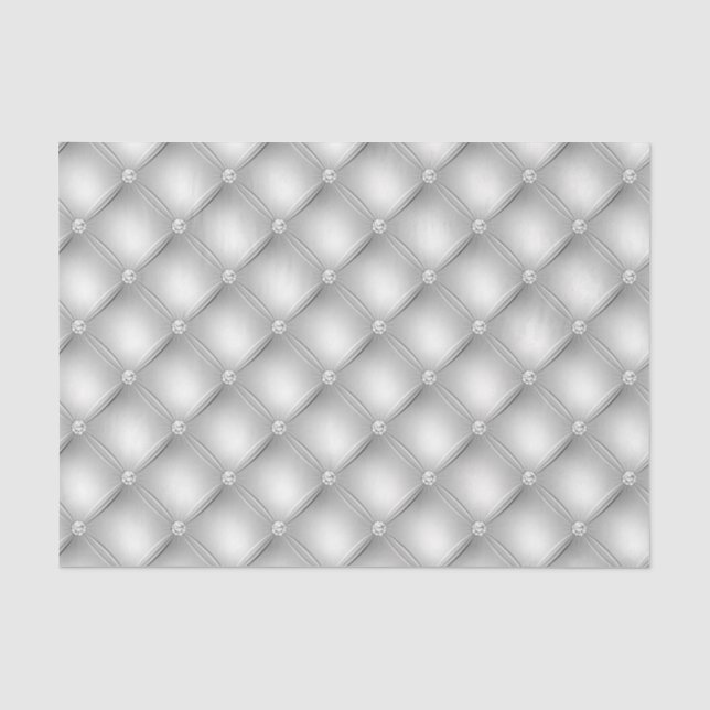 Papel De Seda Couro com Diamantes Estudados e Tufo de Prata Fals (Frente )