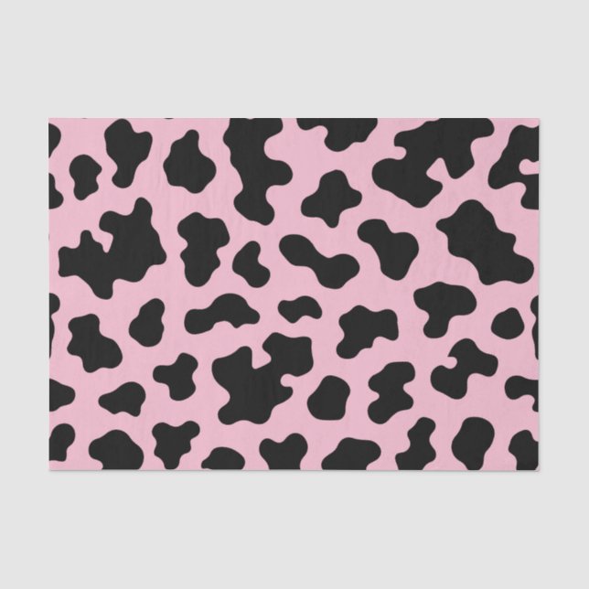Papel De Seda Couro Cow Print Preto & Rosa (Frente )