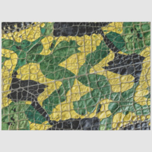 Papel De Seda Couro de Jacaré Amarelo Verde Dragão Crocodilo