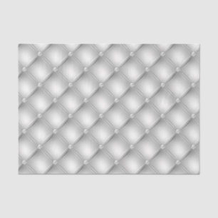Papel De Seda Couro Estendido De Faux Silver Tufted Diamond
