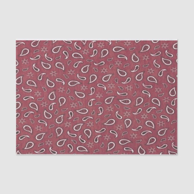 Papel De Seda Cowboy country red paisley star russa (Frente )