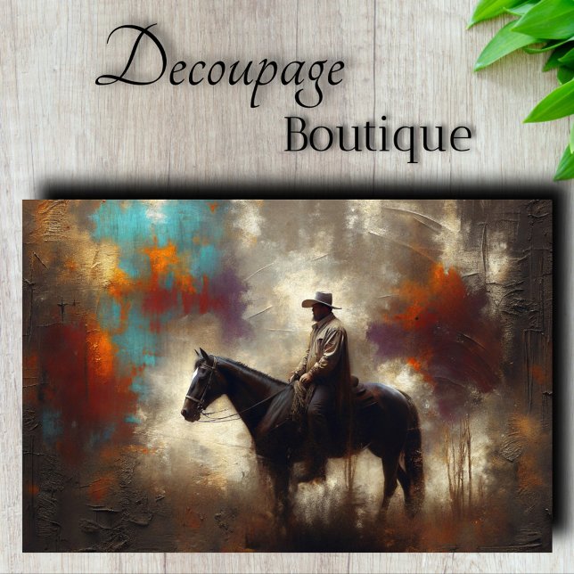 Papel De Seda Cowboy Mal-Humorado Decoupagem (Moody Cowboy Decoupage Tissue Paper)