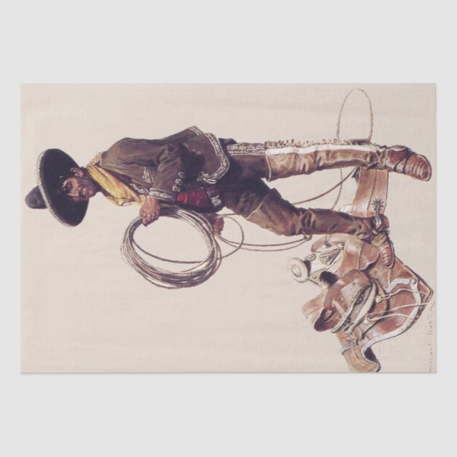 Papel De Seda "Cowboy mexicano" por W Herbert Dunton (Frente )