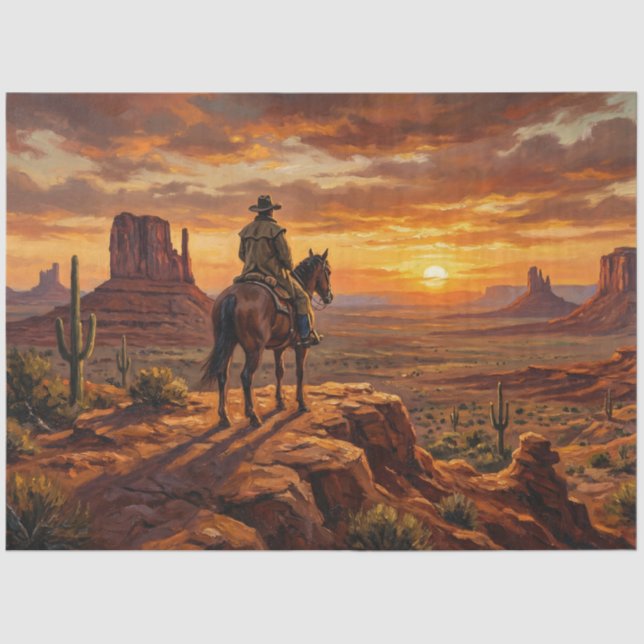 Papel De Seda Cowboy Painted Desert Western Decoupage (Frente )