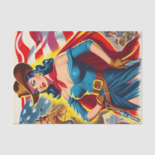 Papel De Seda Cowgirl Americana Pin-up