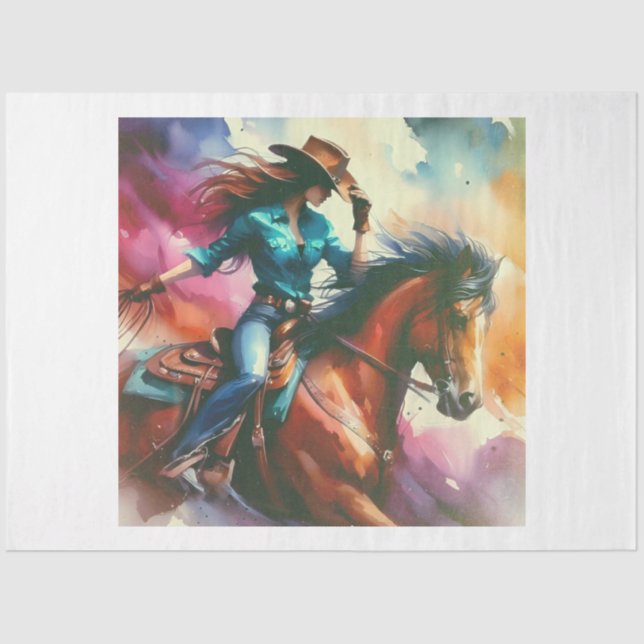 Papel De Seda Cowgirl Rodeo (Frente )