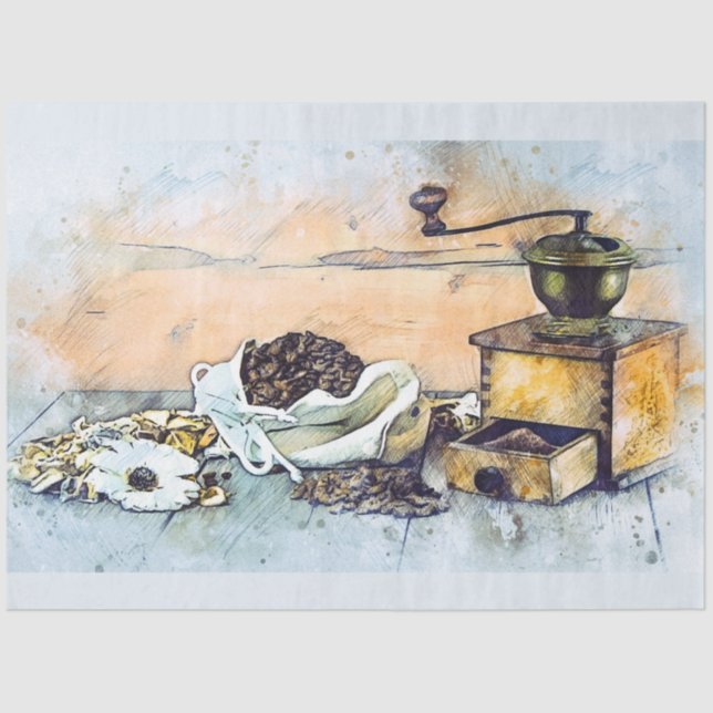 Papel De Seda Cozinha de Engrenação de Café 20x30 (Frente )