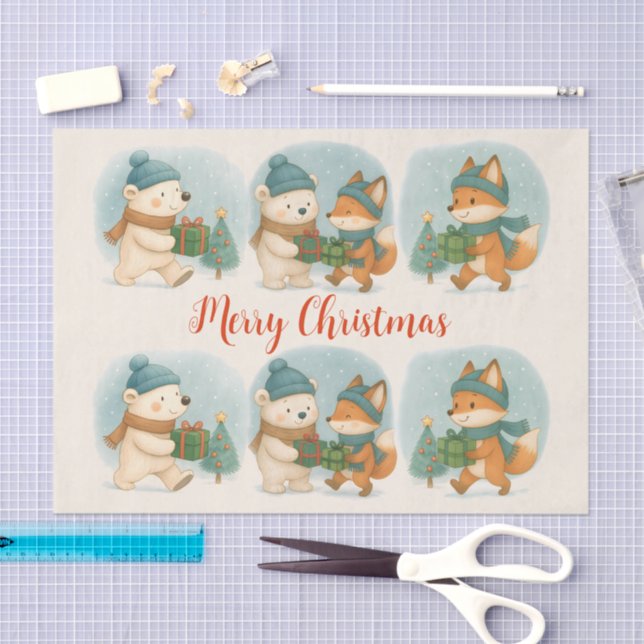 Papel De Seda Cozy Christmas Animals Tissue Paper (Arte )