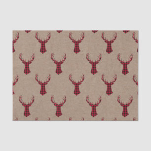 Papel De Seda Cozy Modern Deer Kraft Xadrez Natal
