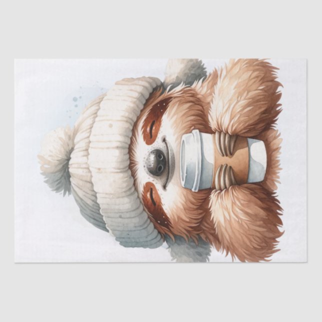 Papel De Seda Cozy Sloth Sasonal Latte Café (Frente )