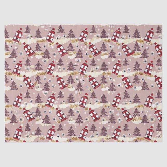 Papel De Seda Cozy Winter Village Tissue Paper (Frente )