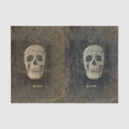 Papel De Seda Cráneo de Tarot de Textura Preto e Branco Vintage