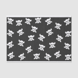 Papel De Seda Crânio branco e Crossbone no preto