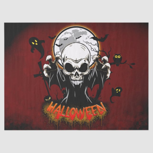 Papel De Seda Crânio com dentes afiados e ameaçadores (Frente )