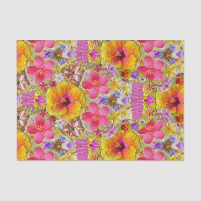 Papel De Seda Crânio da Flor 4 - Tropical (Frente )