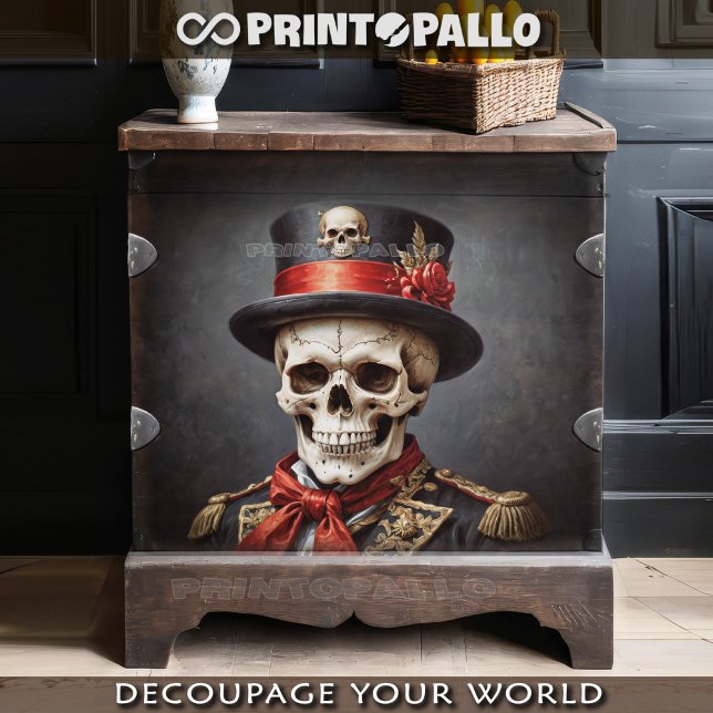 Papel De Seda Crânio de general antigo com uniforme militar, cha (Criador carregado)