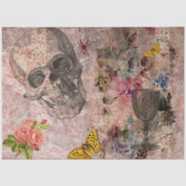 Papel De Seda Crânio de Halloween, Vidro de Vinho e Borboleta Am