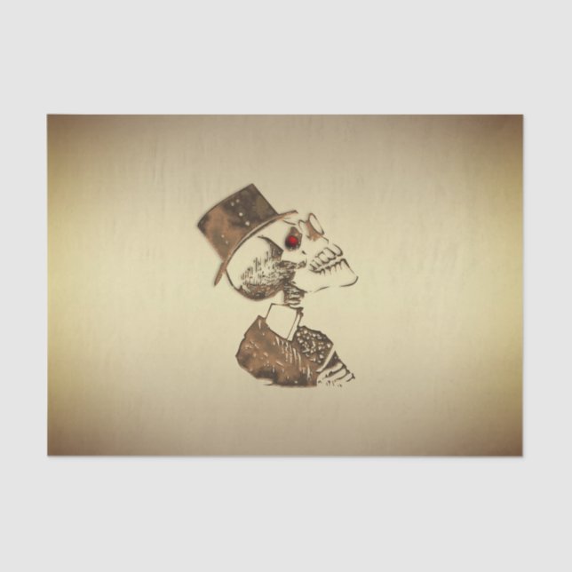 Papel De Seda Crânio de Steampunk no ouro (Frente )