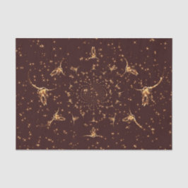 Papel De Seda Crânio de Vaca Dourada Glitter Ocidental Castanho