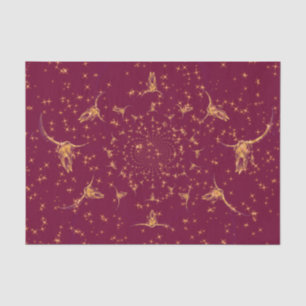 Papel De Seda Crânio de Vaca Dourado Ocidental Burgundy Feminino