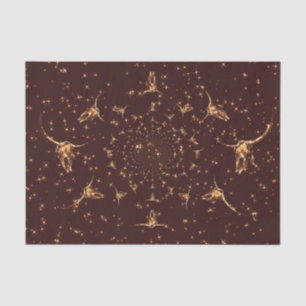Papel De Seda Crânio de Vaca Glitter Rosa Dourado Ocidental