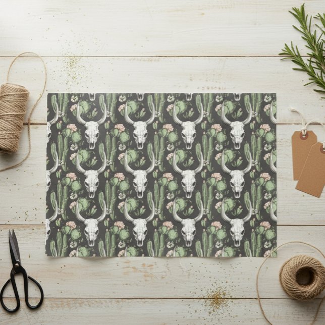 Papel De Seda Crânio e cacto de vaca ocidental (Criador carregado)