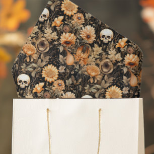 Papel De Seda Cranio Floral de Outono Assustador