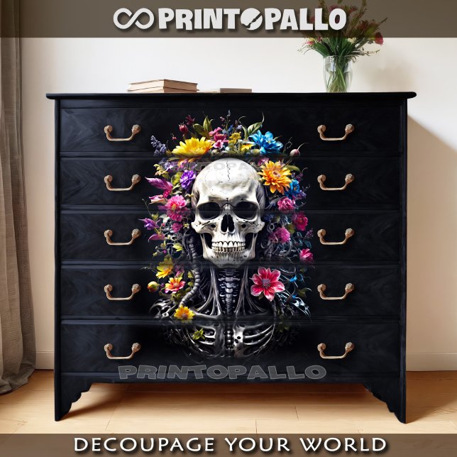 Papel De Seda Crânio florido - Flor de Halloween  (Criador carregado)