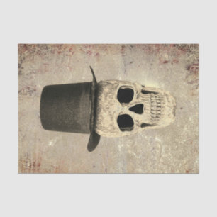 Papel De Seda Crânio Gótico Com Textura Sepia Vintage Superior C