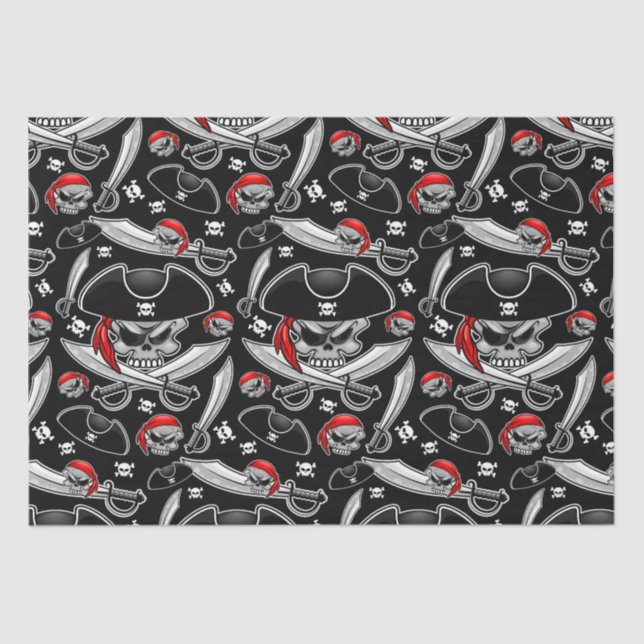 Papel De Seda Crânio Pirata com Sabers Cruzados (Frente )